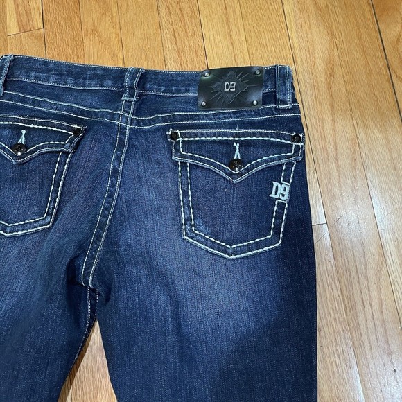 D9 District 9 Slick Womens Bootcut Jeans Size 31 Thick Stitching Dark Wash EUC - Picture 11 of 13